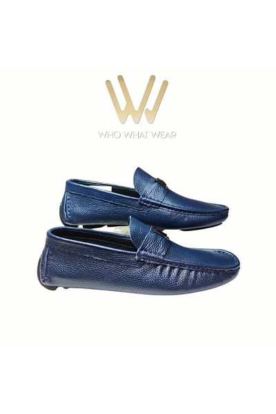 Who What Wear LOAFER VELVET LOOKED LEATHER HANDMADE METAL BUCKLE SHOES