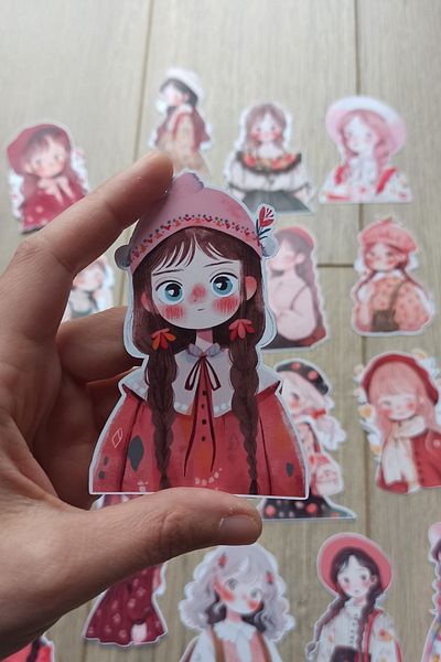 Mona Craftist 20 Pcs Big Size Cute Girl Sticker Bullet Journal Scrapbook Laptop Sticker Kawaii Girl Anime