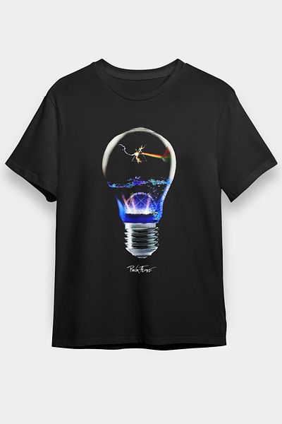 tf tişörtfabrikası Μαύρο μπλουζάκι Unisex με σχέδιο Pink Floyd