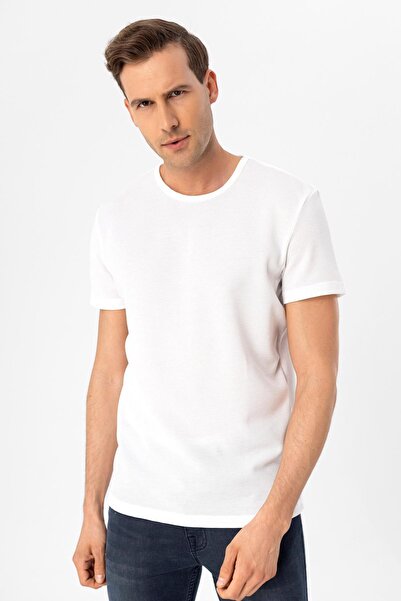SÜVARİ O Yaka Slim Kalıp Armürlü Tişört