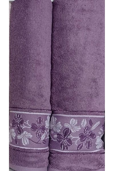 Özdilek Μπεζ Σετ Μπάνιου Μπαμπού - Fiore Line Plum