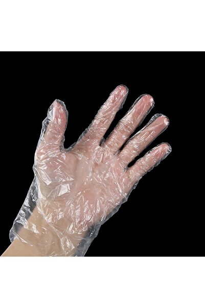 abnturk 100 Adet Şeffaf Eldiven Pastane, Fırın, Pet Eldiven Hijyen Koruyucu Terletmeyen Tezgahtar Eldiveni