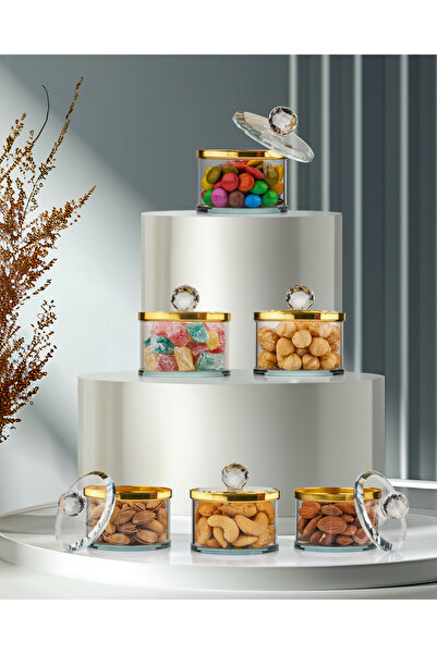 Sensoria Dekoratif El Yapımı Lüks Cam Kahve Yanı Sunumluk Şekerlik Çerezlik L...
