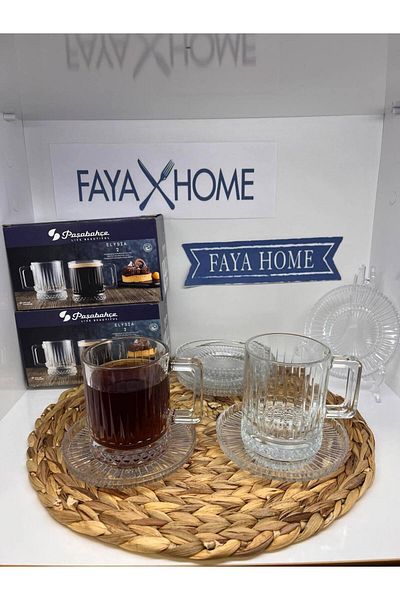 FAYA HOME Elysia 6-piece Glass Mug Tea Set - Pasabahce 250cc, 12 Pieces -55432