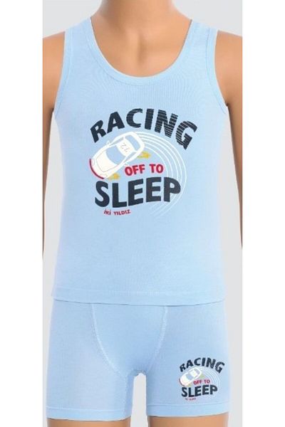 İki Yıldız Boy's Car Printed Boxer Suit
