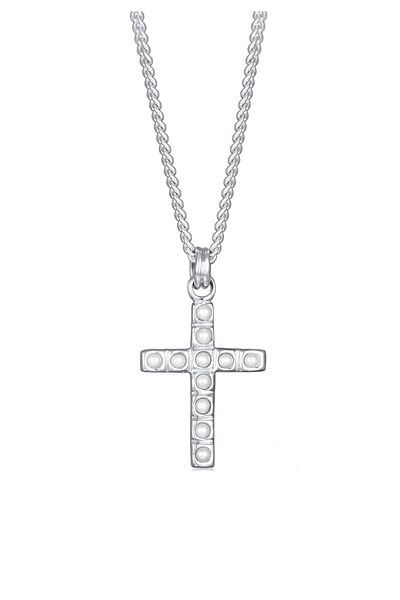 KUZZOI Halskette Kreuz Glasperlen Modern 925 Silber