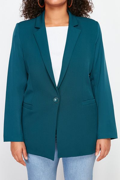Trendyol Curve Grün gefütterte, detaillierte Webjacke TBBSS22CE0195
