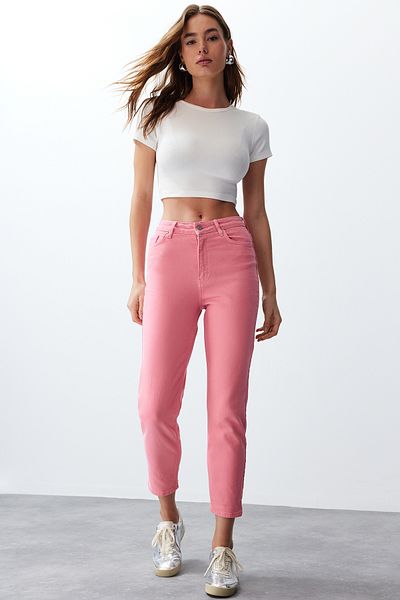 Trendyol Collection Pink High Waist Mom Jeans TWOSS24JE00229
