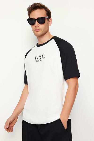 Trendyol Collection Έγχρωμο μπλοκ εμπριμέ υπερμεγέθη βαμβακερό μπλουζάκι - TMNSS23TS00343