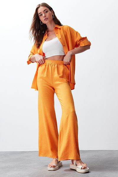 Trendyol Collection Orange Shirt and Trousers Set - Woven, TWOSS24AU00095