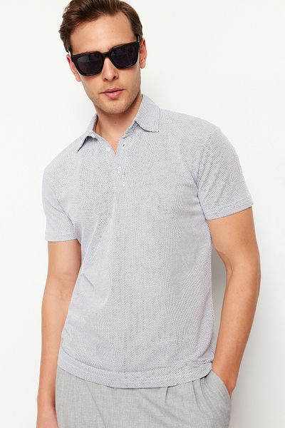 Trendyol Collection Textured White Polo Neck T-shirt - Regular Cut TMNSS24PO00038