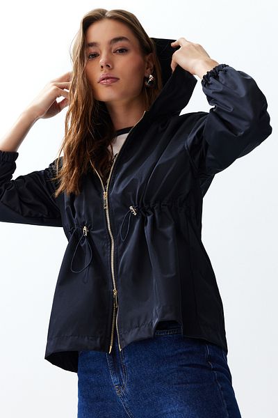 Trendyol Collection Pláštěnka v námořnické modré oversize – tenká voděodpudivá bunda se zipem Twoss24Mo00035