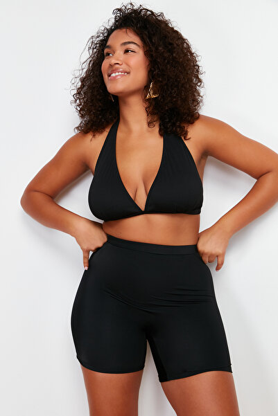 Trendyol Curve Ψηλόμεσο μίνι σορτς μπικίνι - Plus Size, πλεκτό TBBSS24CR00008