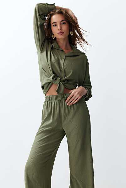 Trendyol Collection Zelená sada tkané košile a kalhot - Twoss24Au00066