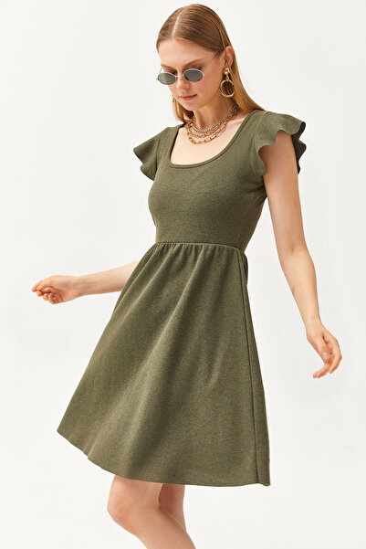 Olalook Γυναικείο μανίκι με γιακά U με λεπτομέρεια φουσκωτό φόρεμα ELB-19002094