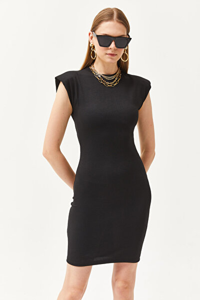 Olalook Women's Black Crew Neck Padded Mini Dress ELB-19002097