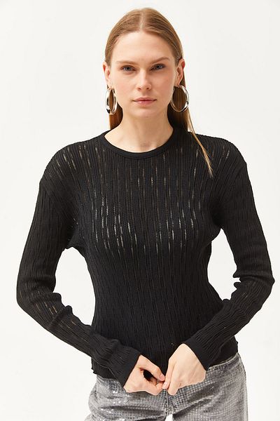 Olalook Γυναικεία Πλεκτή Μπλούζα Black Wave BLZ-19002543