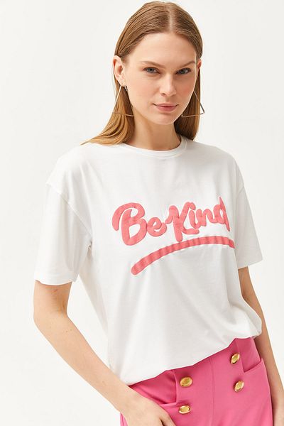 Olalook Women's Ecru Be Kind Printed T-Shirt TSH-19000790