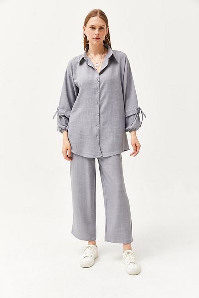 Olalook Γυναικείο σετ λευκών ειδών Lower Top σε Γκρι TAL-00000001