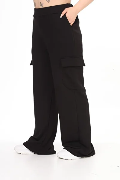 EMEZ Black Loose Sweatpants with Cargo Pocket N