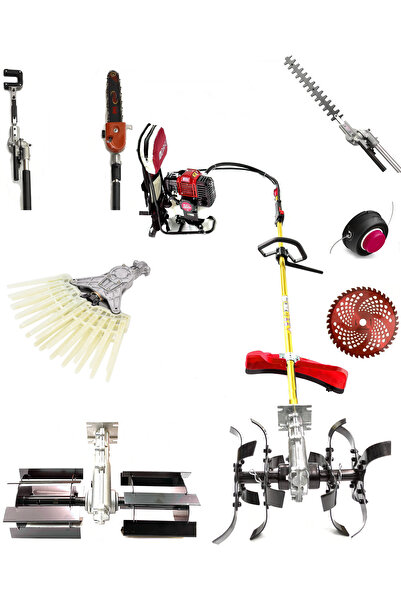 ROYAL DAFU TURBO MOTORLU SIRT TIRPAN ÇİM BİÇME MAKİNESİ LÜKS BAHÇIVAN SETİ 9 PARÇA