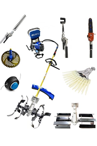 ROYAL DAFU TURBO MOTORLU SIRT TIRPAN ÇİM BİÇME MAKİNESİ BAHÇIVAN SETİ 9 PARÇA