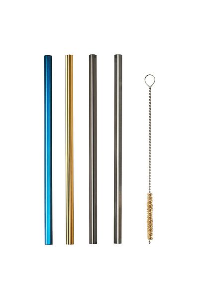 IKEA Stainless Steel Drinking Straws, Assorted Colors, 4 Pieces