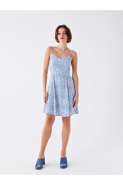 LC Waikiki Patterned Heart Collar Strap Women's Dress