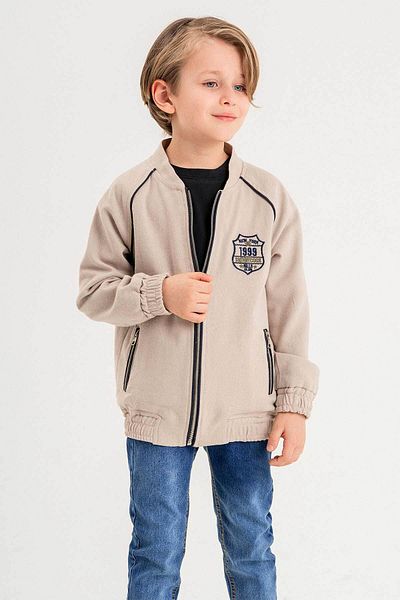 Gold Class Kidswear Бродирано ленено яке за момче с двоен джоб и подплата
