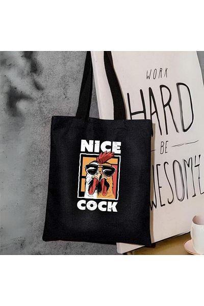 Touz Moda Geantă de pânză neagră Nice Cock