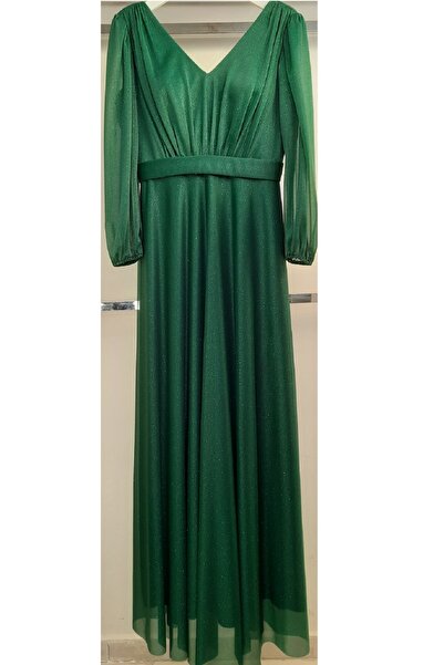 N.Y.YILDIZ YILDIZ Z.SEZER TUL SILVERY MĂRIME MARE DECOLTEU DESCHIS ÎN FORMA D...