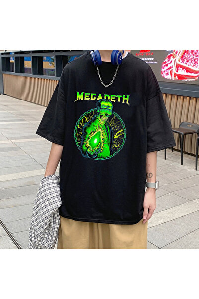 Touz Moda تي شيرت Rock Series Megadeth مطبوع باللون الأسود للجنسين