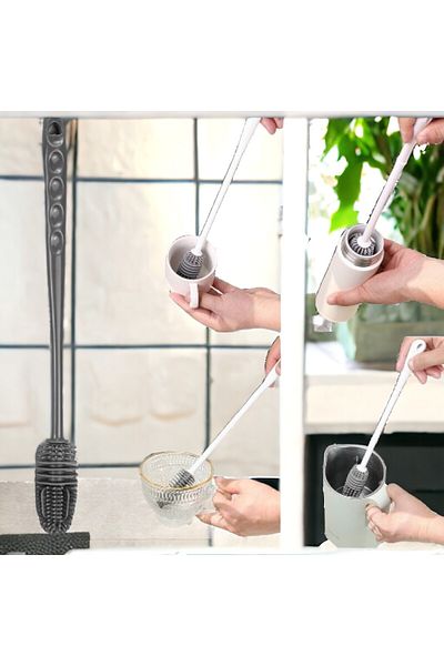 tugceshopping Silicone Long Handle Kitchen Cleaning Baby Bottle Jar Washing Cup Bottle Cleaning Brush
