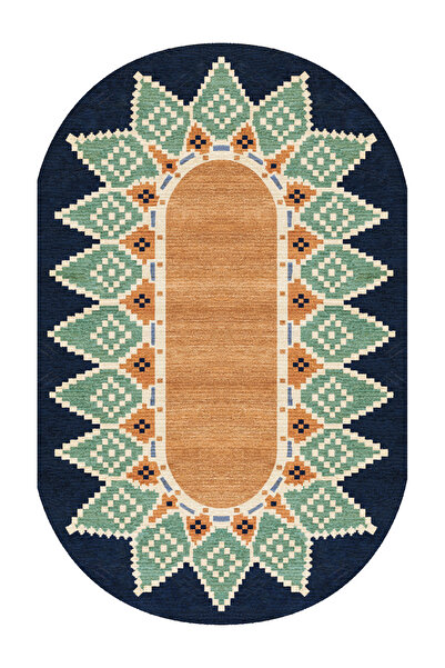 Rugs Modern Halı Oval Pamuklu Bohem Jüt Görünüm Dokuma Taban Dekoratif Halı 1738