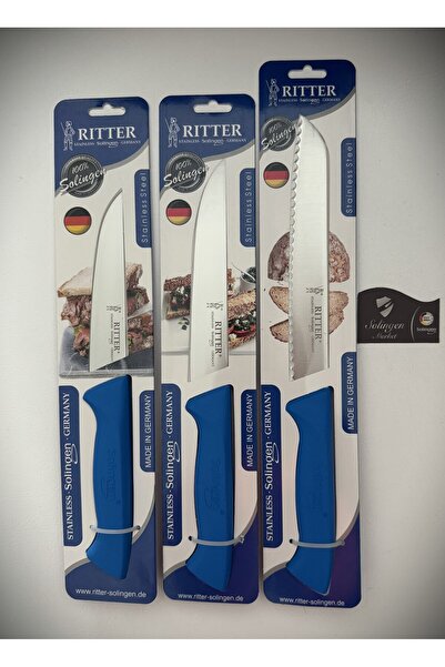 Solingen Rıtter Genel Kullanım Mutfak Bıçağı Seti 3'lü Mavi