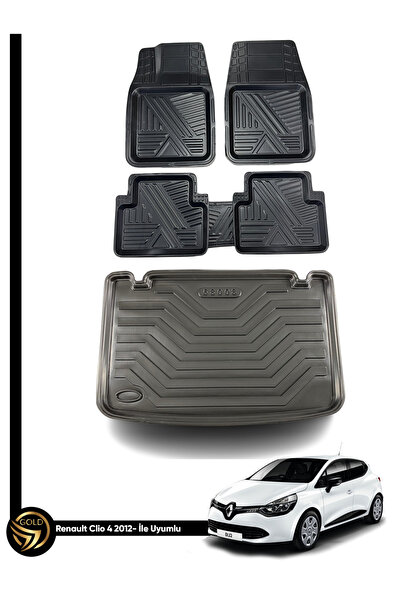 Black Gold Renault Clio 4 3D Zebra Oto Paspas Ve Araca Özel Kauçuk Bagaj Havu...