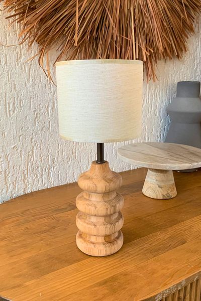 ESLENTA Wooden Fabric Cylinder Lampshade - Modern Bohemian Hemera