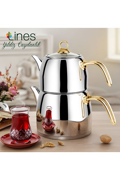 Lines إبريق شاي ستانلس ستيل من يلدز - متوسط