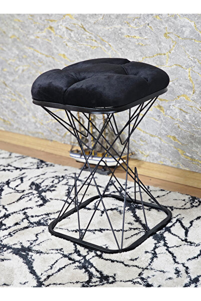 ZAFİR Kare Siyah Boyalı Siyah Puf & Bench Puf Oturak - Bench - Ayak Ucu Otura...