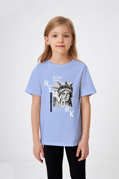 ADABEBEK Tricou pentru fetiță cu imprimeu Statuia Libertății scrisă din New York