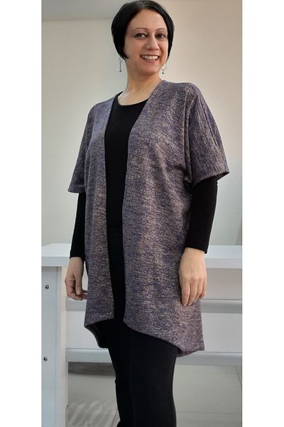 Mertcan Butik Purple Glitter Bat Sleeve Knitwear Loose Vest