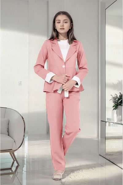 Jannock Girl's Suit Blazer Jacket-Blouse-Pants Set of 3