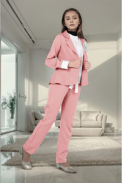 Jannock Girl's Suit Blazer Jacket-Blouse-Pants Set of 3