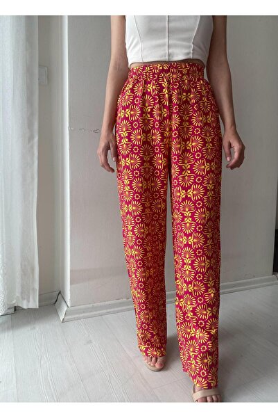 Fendimod Жіночі штани з високою талією та широкими штанинами з жіночним візер...