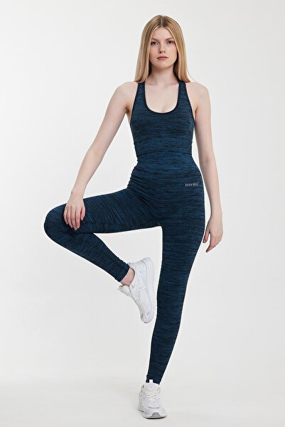 Penyelux Women's Seamless Fitness Seamless Recovery Sports Tights Blue