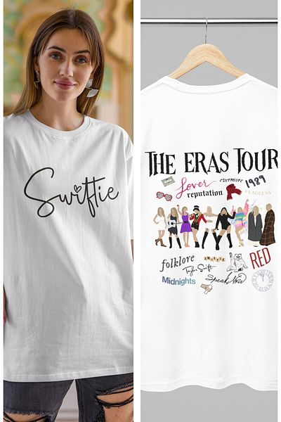 Fuddy Moda Tricou supradimensionat unisex cu imprimeu Taylor Swift pe spate, tricou cu imprimeu Swiftie text față în spate