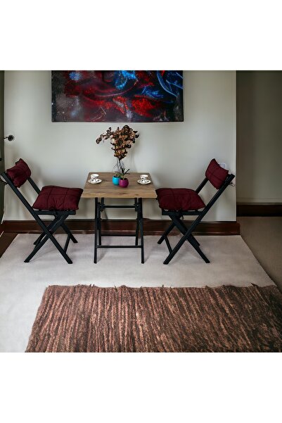 Modern Style Home Balkon Bahçe Mutfak 3'lü Bistro Set Katlanır 2 Sandalye 1 Masa