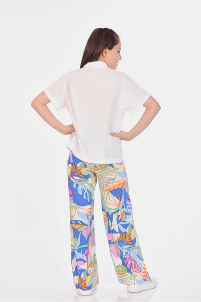 RAMON&ARTOS Patterned Viscose Girls' Trousers - Comfortable Cut, Wide Leg