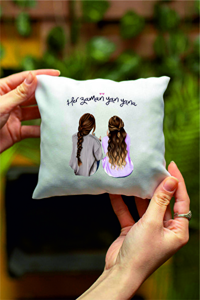 Teknograf Her Zaman Yan Yana Tasarımlı Dekoratif Mini Yastık