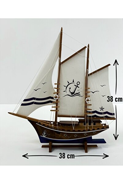 AYHAN KOTRA Bez Yelkenli, Ahşap Maket Gemi Modeli Hediye Kotra El Yapımı Ev, ...